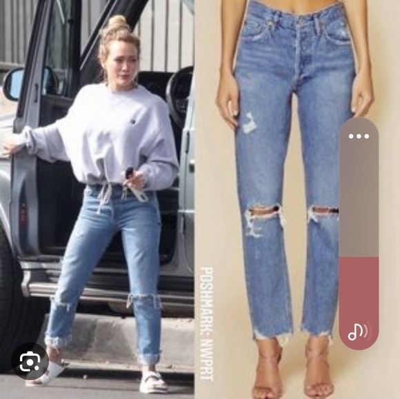 AGOLDE Revolve "Jamie" Distressed High Rise Straight in Arrival Wash Size 25 - Picture 2 of 16